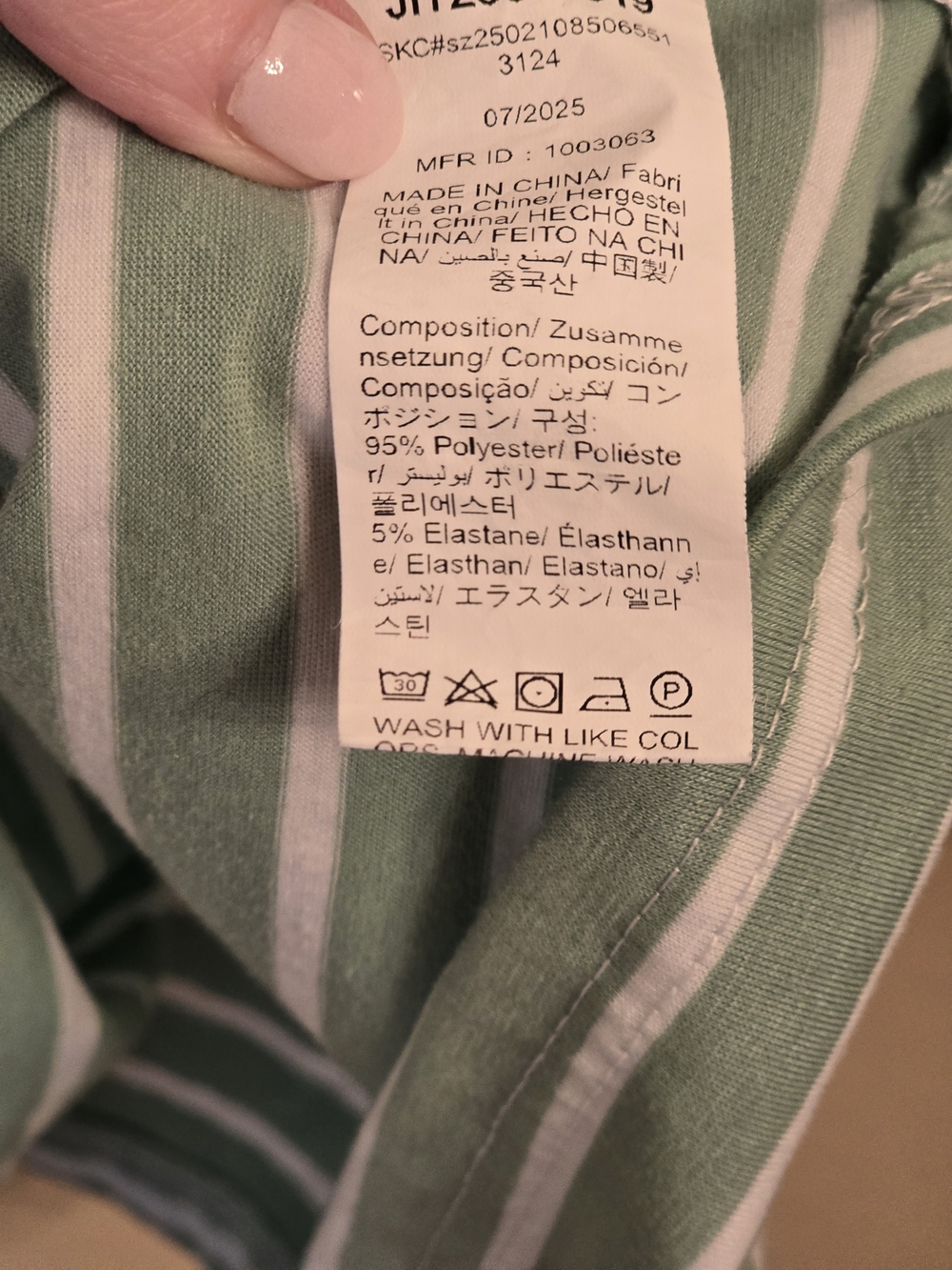 SHEIN Mint Green and White Striped Dolman Sleeve Top Oversized Size Large - Picture 5 of 5